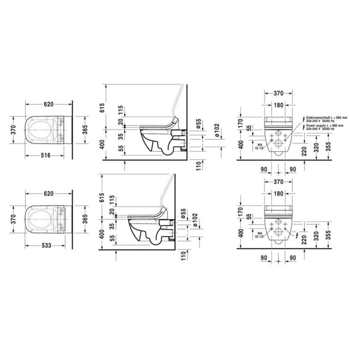 Becken WC hängend Duravit Happy D.2  Rimless, weiß - sanitbuy.pl