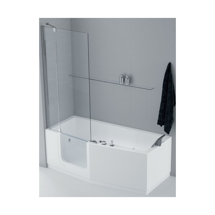 Parawan nawannowy Iris Comby, Höhe 150 cm, rechte Version, profil Chrom, Glas transparent- sanitbuy.pl
