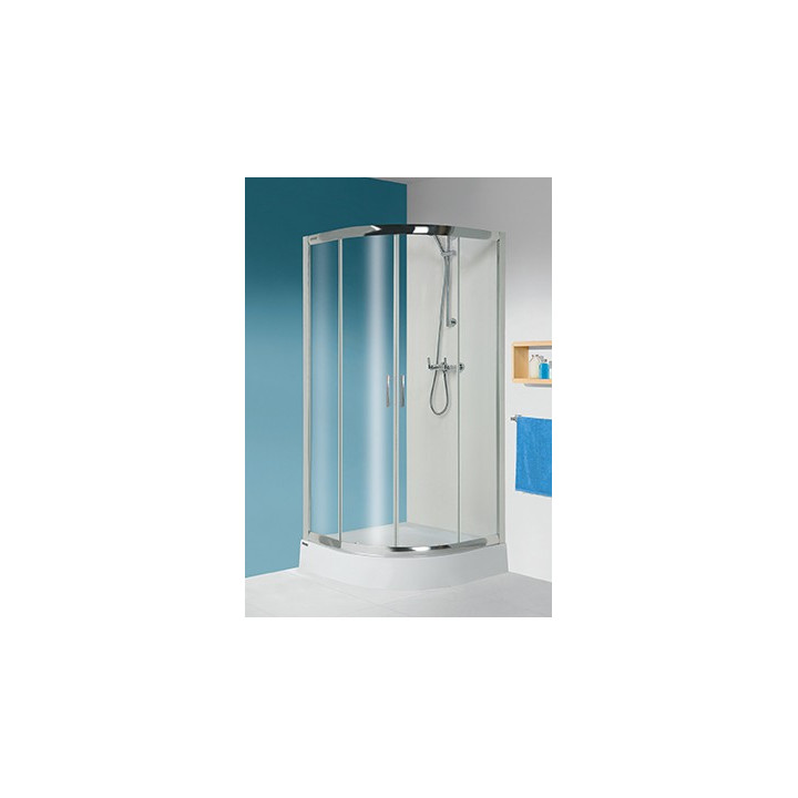 Duschkabine mit eckeinstieg Sanplast KP4/TX5b+BPza halbrund wraz mit Duschwanne, H2030 mm, transparentes Glas, silbernes Profil 