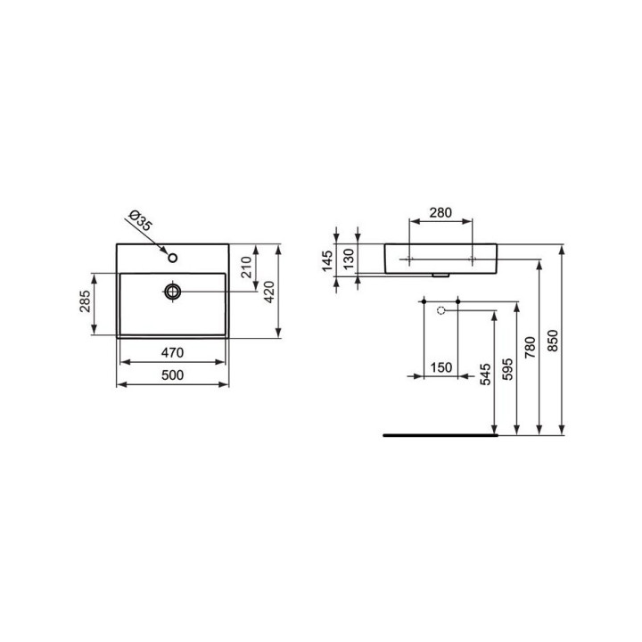 Aufsatzwaschtisch Ideal Standard Strada 60x42 cm, weiß- sanitbuy.pl