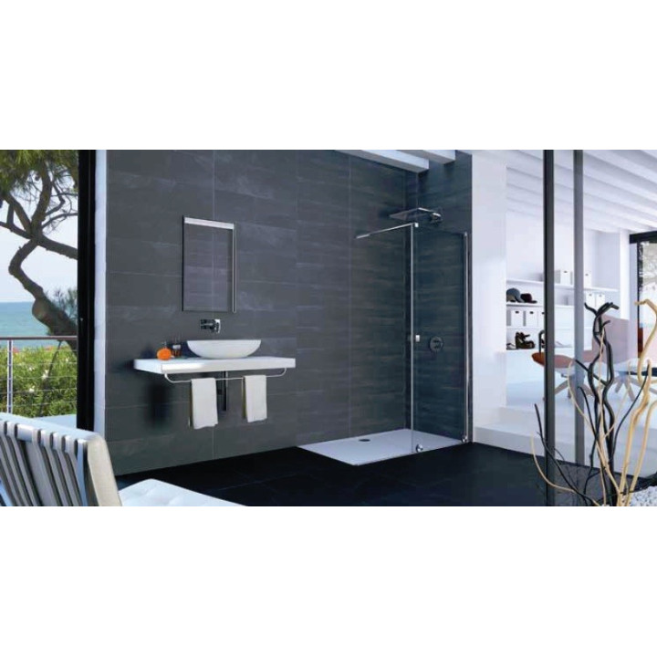  Previous Next  Tür Schiebe- Huppe Xtensa Walk-In 1-teilig mit Festsegment 100cm Profil silbern glänzend, Glas transparent, Link