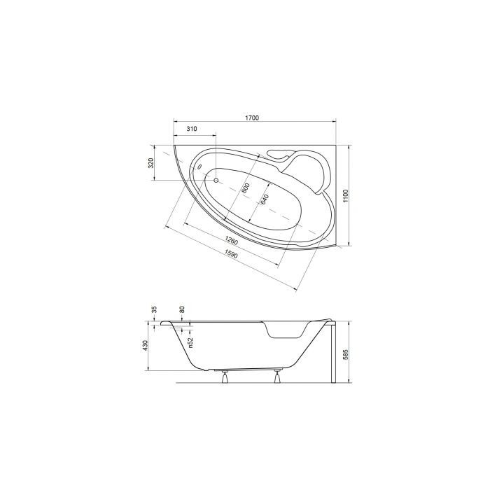 Eck-badewanne Besco Finezja Nova 140x95 cm asymmetrisch rechts weiß- sanitbuy.pl