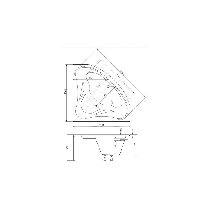 Eck-badewanne Besco Ewa 134x134 cm symmetrisch weiß - sanitbuy.pl
