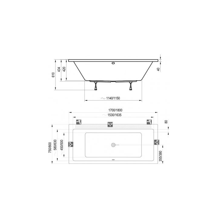 Badewanne rechteckig Ravak Evolution 170x97 cm weiß- sanitbuy.pl