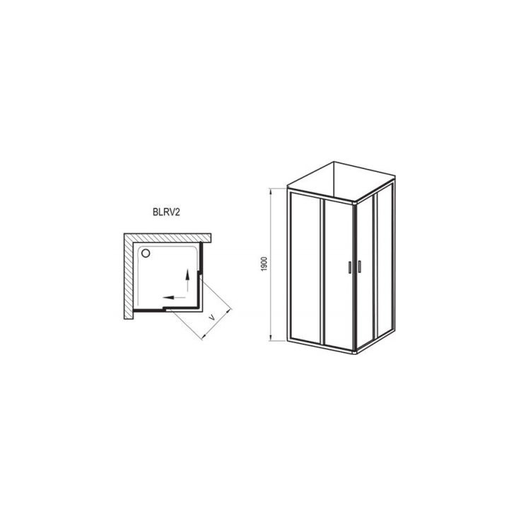 Kabine quadratisch Ravak Blix BLRV2-80 Eck- polerowane aluminium + grafit - sanitbuy.pl