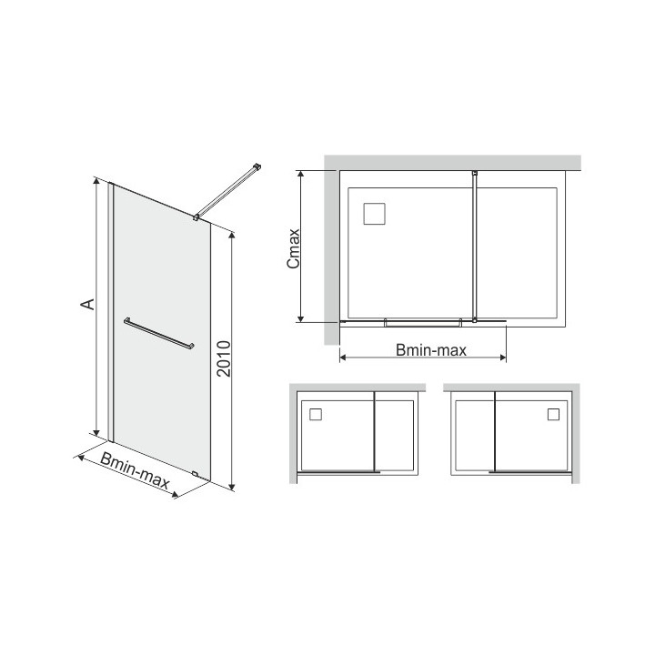 Kabine Walk-In Sanplast P/FREEII 100x200 cm profil Chrom glänzend, Glas transparent- sanitbuy.pl