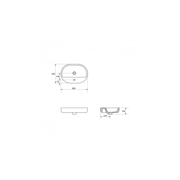 Waschtisch 60 cm Aufsatz Cersanit Caspia Oval weiß - sanitbuy.pl