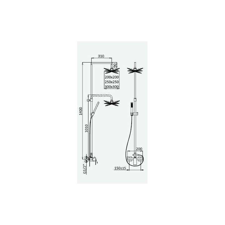 Dusch-set mit Armatur Bruma Linea Kopfbrause 30 cm, sunset- sanitbuy.pl