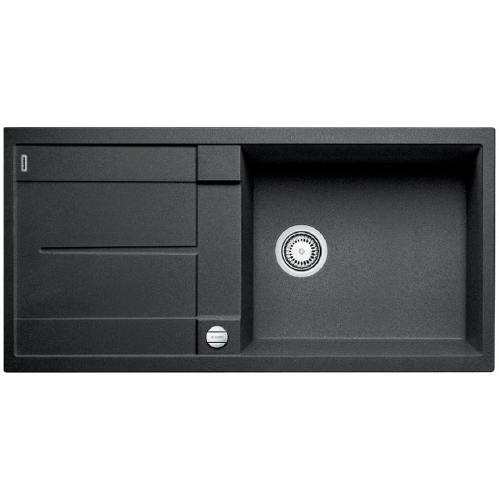 Zlewozmywak granitowy Blanco Metra XL 6 S-F Silgranit PuraDur jednokomorowy 99x49 cm z ociekaczem, mit automatischem Stöpsel, an