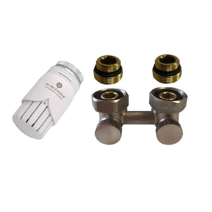 Set armatury przyłączeniowej Schlosser figura Eck- (GW 3/4''), z białą głowicą- sanitbuy.pl