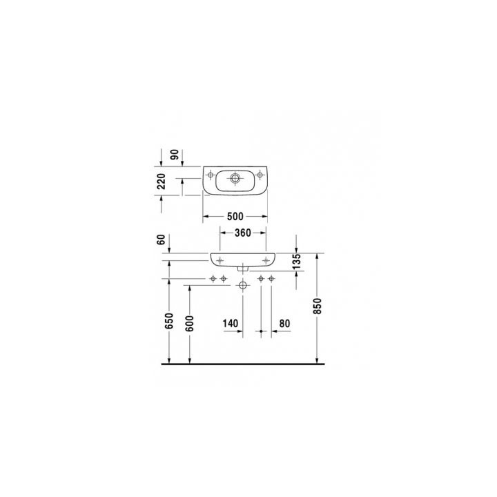Waschtisch 50x22 cm Duravit D-Code klein weiß- sanitbuy.pl