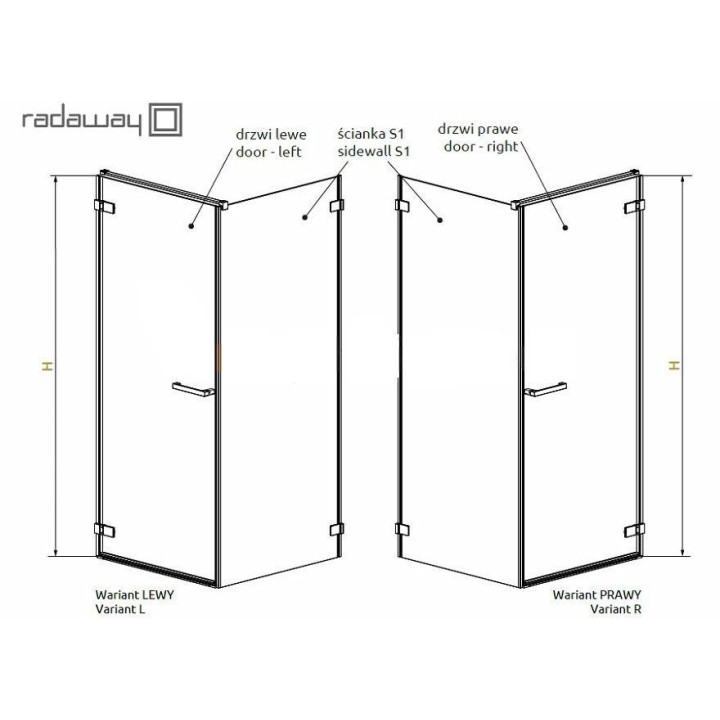 Kabine quadratisch 80x80 Radaway Arta KDJ I links Glas transparent Chrome +- sanitbuy.pl
