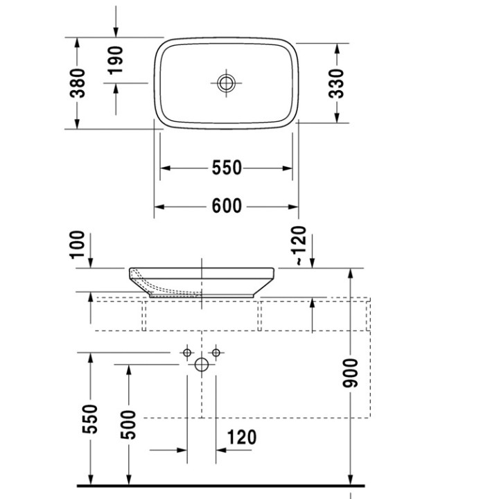 Waschtisch Duravit DuraStyle rechteckig 60x38cm stawiana geschliffen ohne Überlauf ohne Hahnloch, weiß- sanitbuy.pl