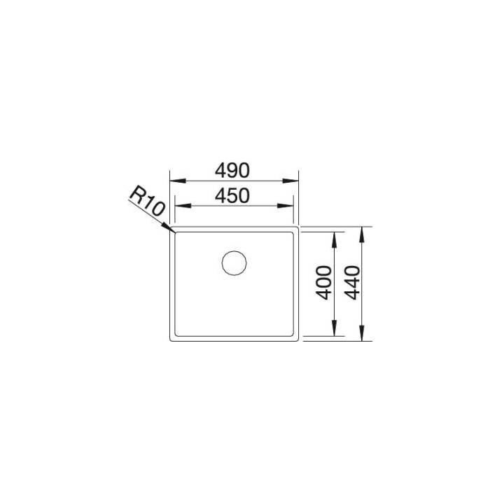 Zlewozmywak aus Stahl jednokomorowy Blanco Claron 400-U 44x44 cm abgehängt ohne automatischen Stöpsel, aus Stahl - sanitbuy.pl