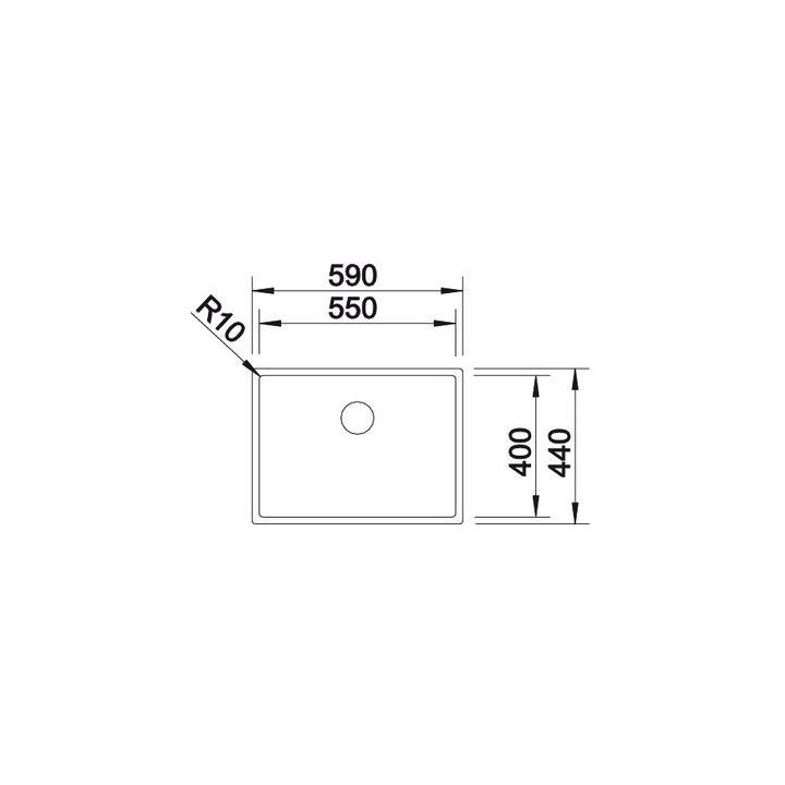 Zlewozmywak aus Stahl jednokomorowy Blanco Claron 500-U 54x44 cm abgehängt, ohne automatischen Stöpsel, aus Stahl - sanitbuy.pl