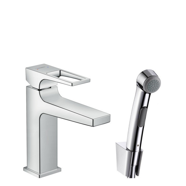 Waschtischarmatur Hansgrohe Metropol z główką bidette i wężem 1,6m, Halter loop, Chrom- sanitbuy.pl