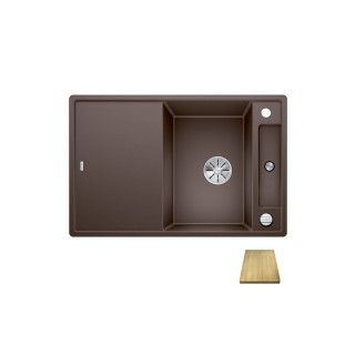 Zlew konglomeratowy + Sitz drewniana Axia III 45S Blanco Silgranit InFino 510x780 muszkat- sanitbuy.pl