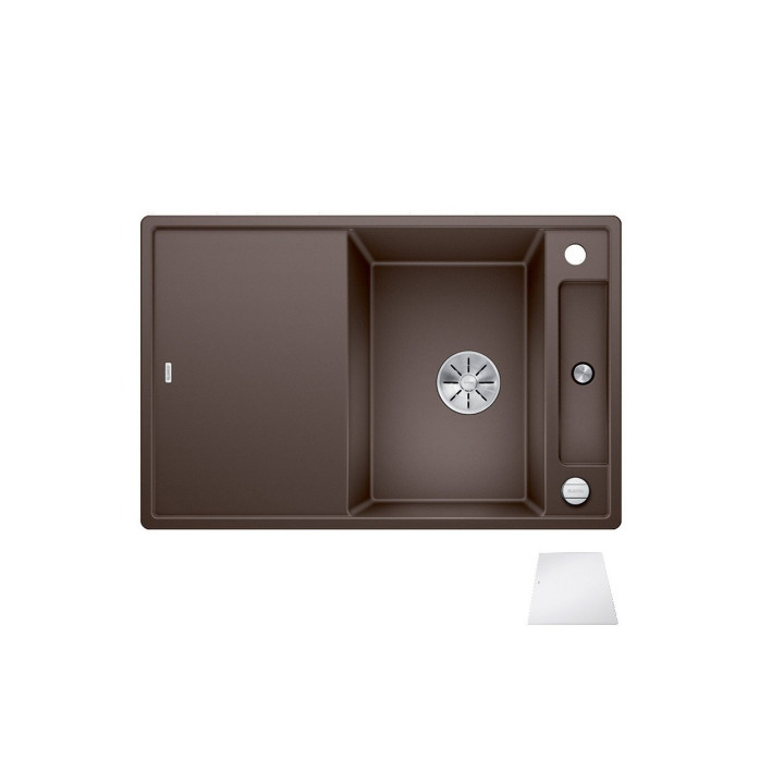 Zlew konglomeratowy + Sitz Glas- Axia III 45S Blanco Silgranit InFino 510x780 muszkat- sanitbuy.pl