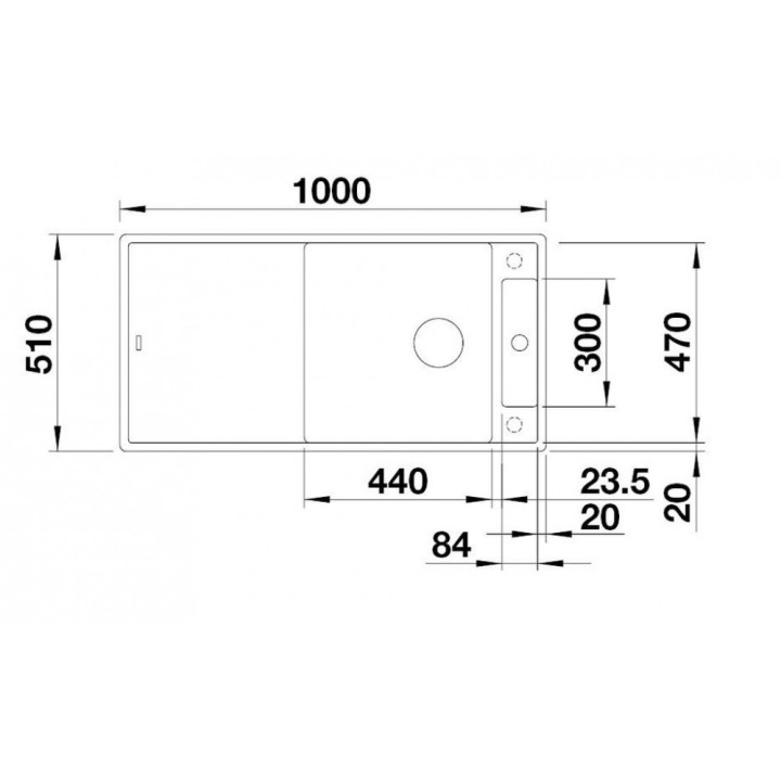 Zlew konglomeratowy + Sitz Glas- AXIA III 6 S Blanco Silgranit rechts komora 1000x510mm kawowy- sanitbuy.pl