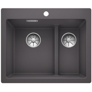 Zlew konglomeratowy Pleon 5 Blanco Silgranit 515x510 mm korek InFino z sitkiem, kawowy- sanitbuy.pl