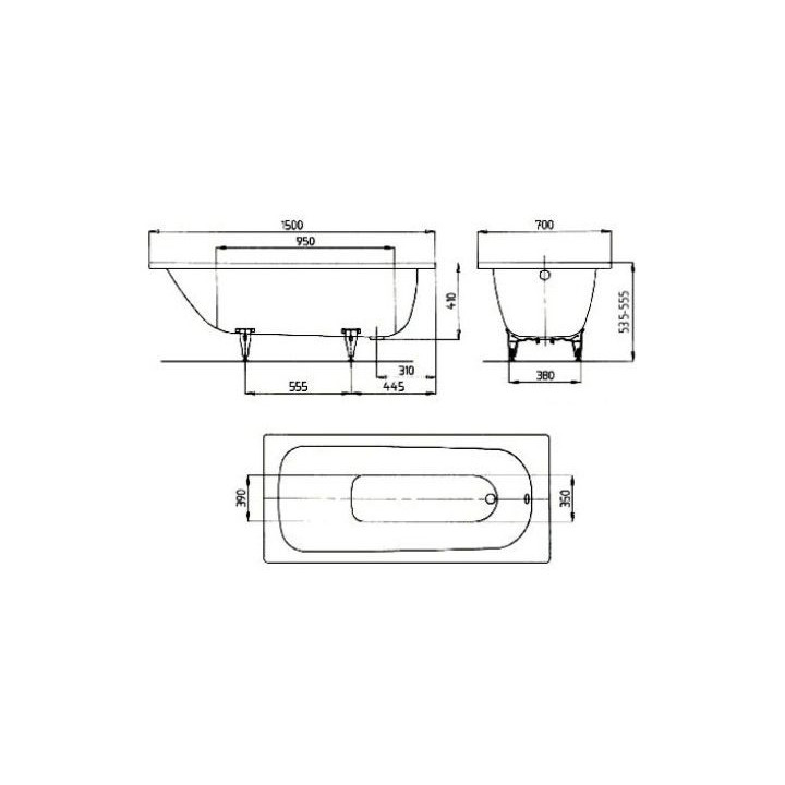 Stahl-badewanne Kaldewei Saniform Plus 361-1 150x70 cm, alpenweiß- sanitbuy.pl