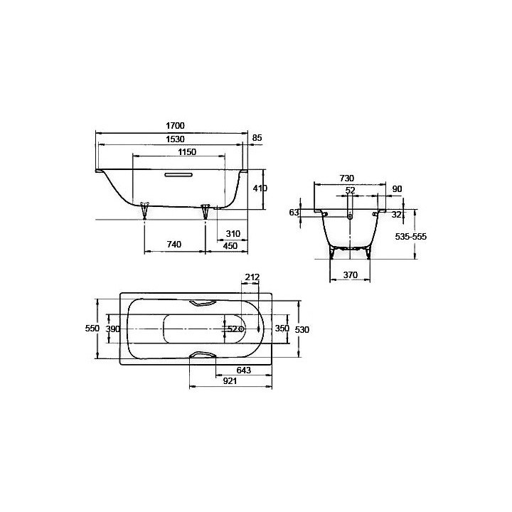 Stahl-badewanne Kaldewei Saniform Plus 371-1 170x73 cm- sanitbuy.pl