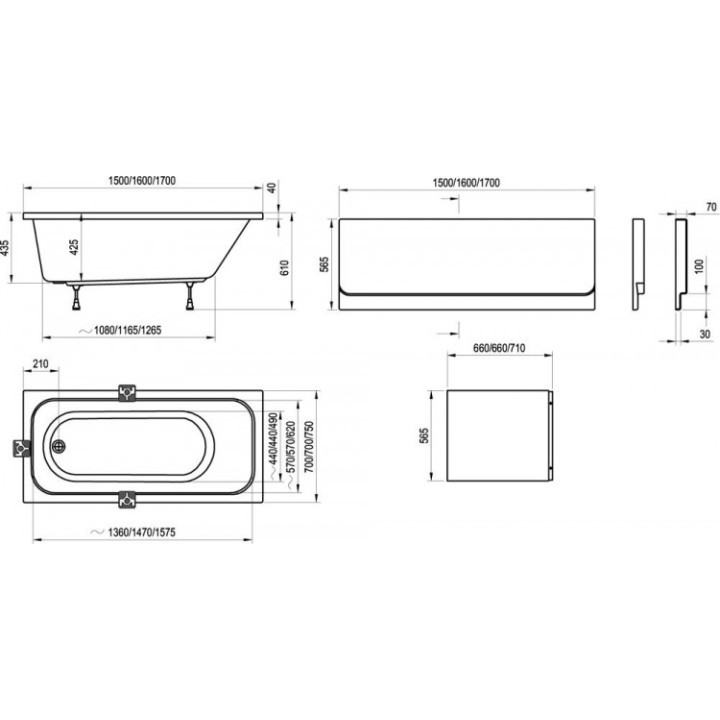 Badewanne Ravak Chrome rechteckig 170x75 cm - sanitbuy.pl