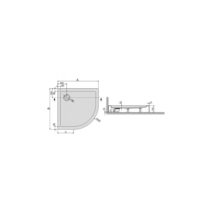 Sanplast Free Line Duschwanne halbrund 80 cm zabudowany typ BPza/FREE - sanitbuy.pl