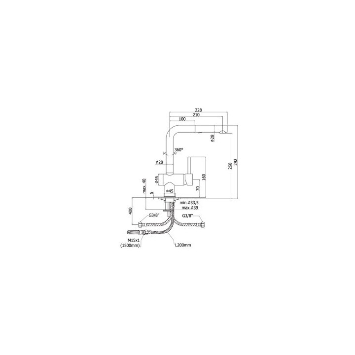 Spültischarmattur stehend Paffoni Light schwarz matt- sanitbuy.pl