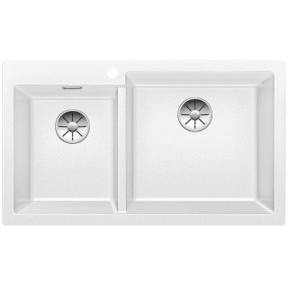 Blanco Pleon 9 Zlewozmywak granitowy Silgranit PuraDur dwukomorowy 86x50 cm ohne automatischen Stöpsel, perłowoszary- sanitbuy.p