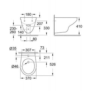Bidet Grohe Bau Ceramic, hängend, weiß
