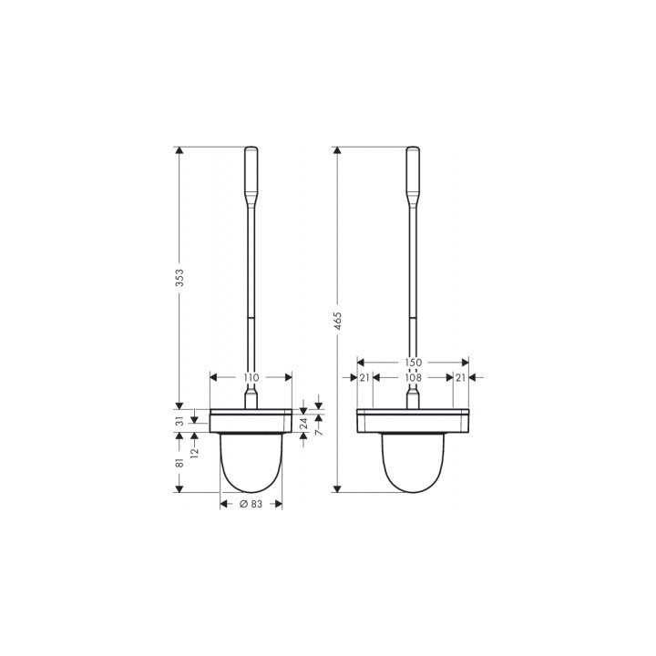 Behälter ze szczotką WC, Hansgrohe Axor, 15 x 11 x 46,5 cm, Chrom