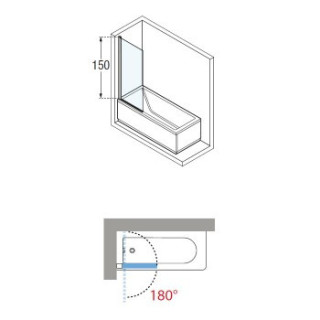 Parawan nawannowy Novellini Young 2.0 70x150cm, Glas transparent, profil schwarz