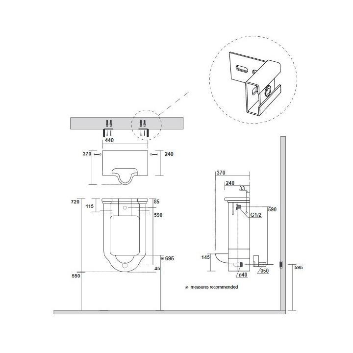Urinal hängend Kerasan, 37x44, weiß