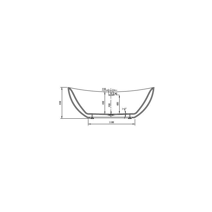Badewanne freistehend Massi Modern, 180x87x65 cm, ohne Überlauf, weiß