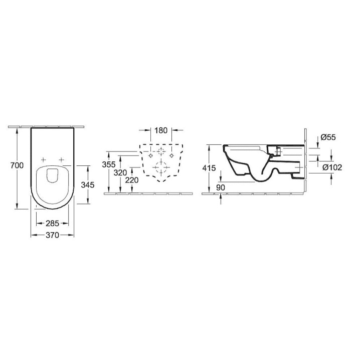 Becken Tiefspül- VITA mit Schicht Ceramic Plus Villeroy & Boch Architectura  37 x 70 cm, weiß Alpin,