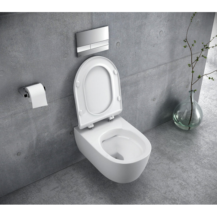 Becken wc hängend Excellent Bull bezrantowa 53 x 36 cm im Set mit WC-Sitz mit Softclosing - weiß