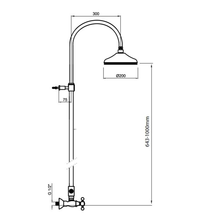 Brausestange z bateriąReitano Atea R386/1162, Farbe bronzo