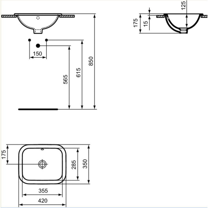 Einbauwaschtisch Ideal Standard Connect 42 cm
