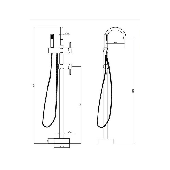 Wannenbatterie Besco Illusion, freistehend, Chrom
