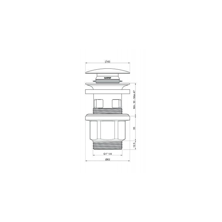 Korek klik-klak do syfonu umywalkowego Omnires Inox
