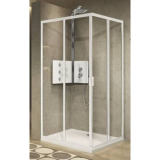 PYTAJ O RABAT ! Kabine Novellini Zephyros A Eck-, 2 Flügel Schiebe- z Festfelder, rozmiar 67-70 cm, transparentes Glas, profil C