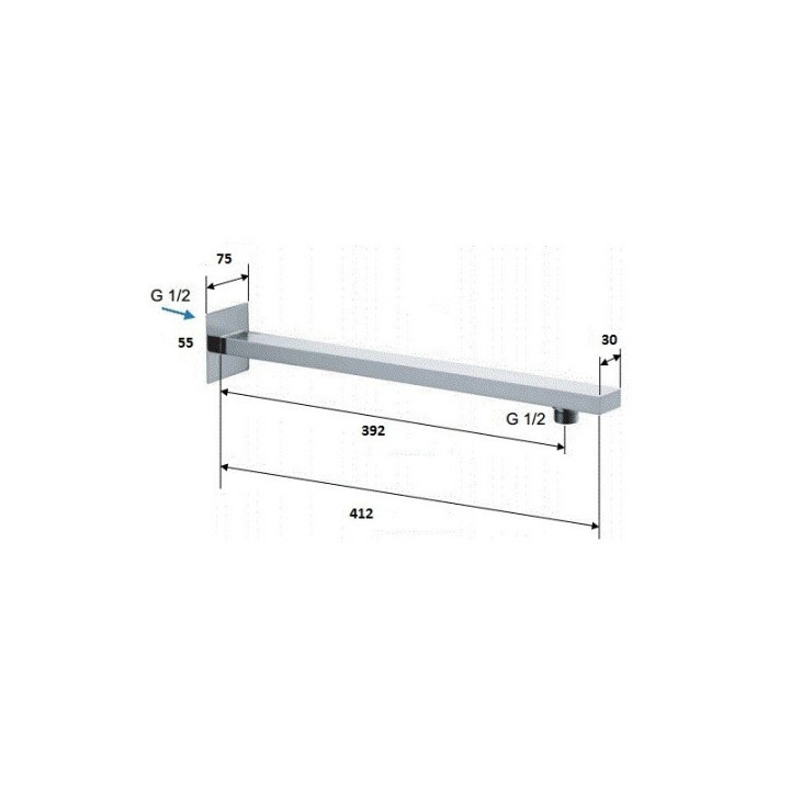 Arm Wand- für die Kopfbrause, Kohlman, 40 cm, czarne