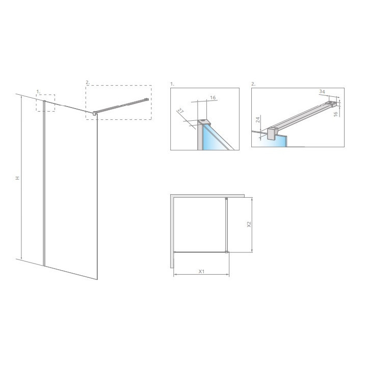 Duschkabine Radaway Modo X I 120, przejrzysta, 1180x2000mm