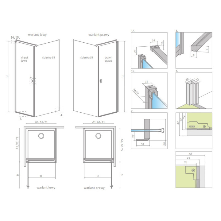 Duschkabine Radaway Modo X I 120, przejrzysta, 1180x2000mm