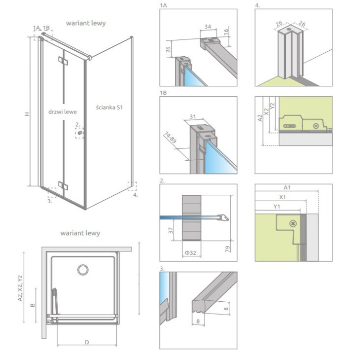 Duschkabine Radaway Modo X I 120, przejrzysta, 1180x2000mm