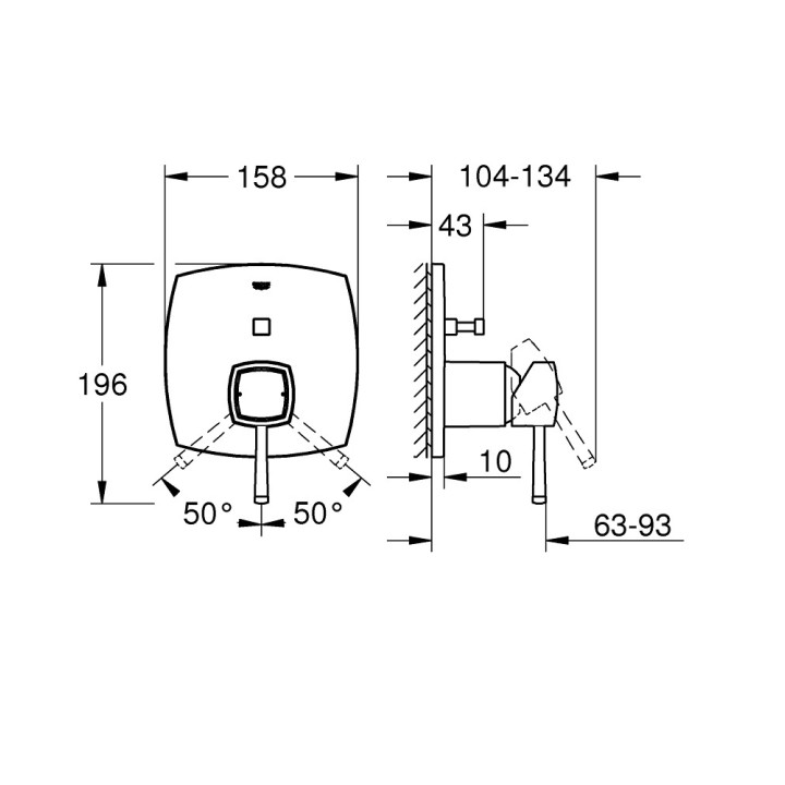 Brausearmatur Unterputz Grohe Grandera, Einhebel-, Chrom