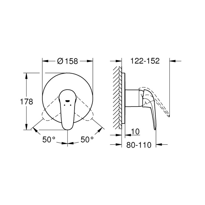 Brausearmatur Unterputz Grohe Eurostyle Cosmopolitan, Einhebel-, Chrom