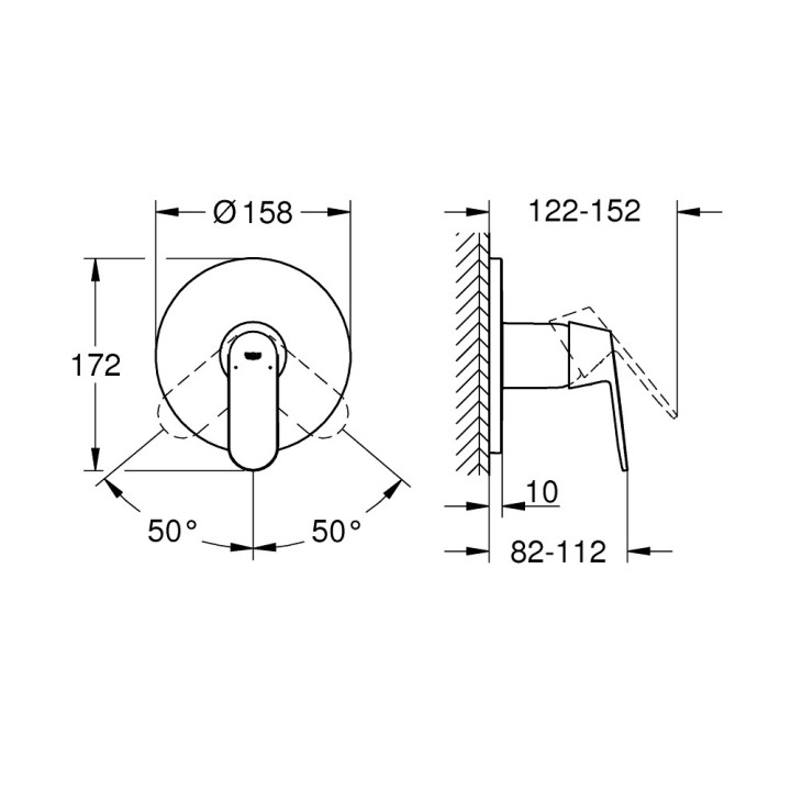 Brausearmatur Unterputz Grohe Eurostyle Cosmopolitan, Einhebel-, Chrom