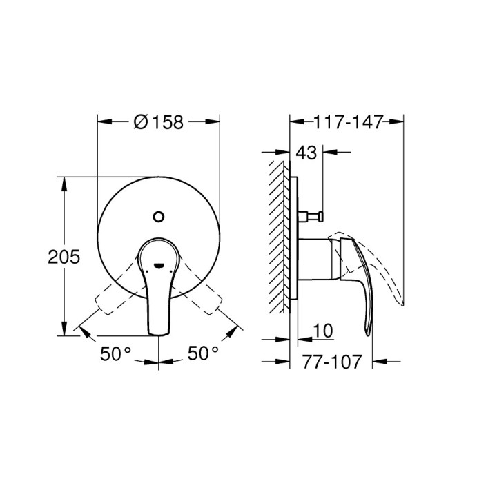 Brausearmatur Unterputz Grohe Eurostyle Cosmopolitan, Einhebel-, Chrom